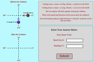 Right Angle Curling Stone Momentum Problem